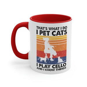 Cellist Cat Lover Mug | Musician Coffee Cup Red
