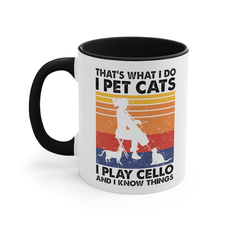 Cellist Cat Lover Mug | Musician Coffee Cup Black