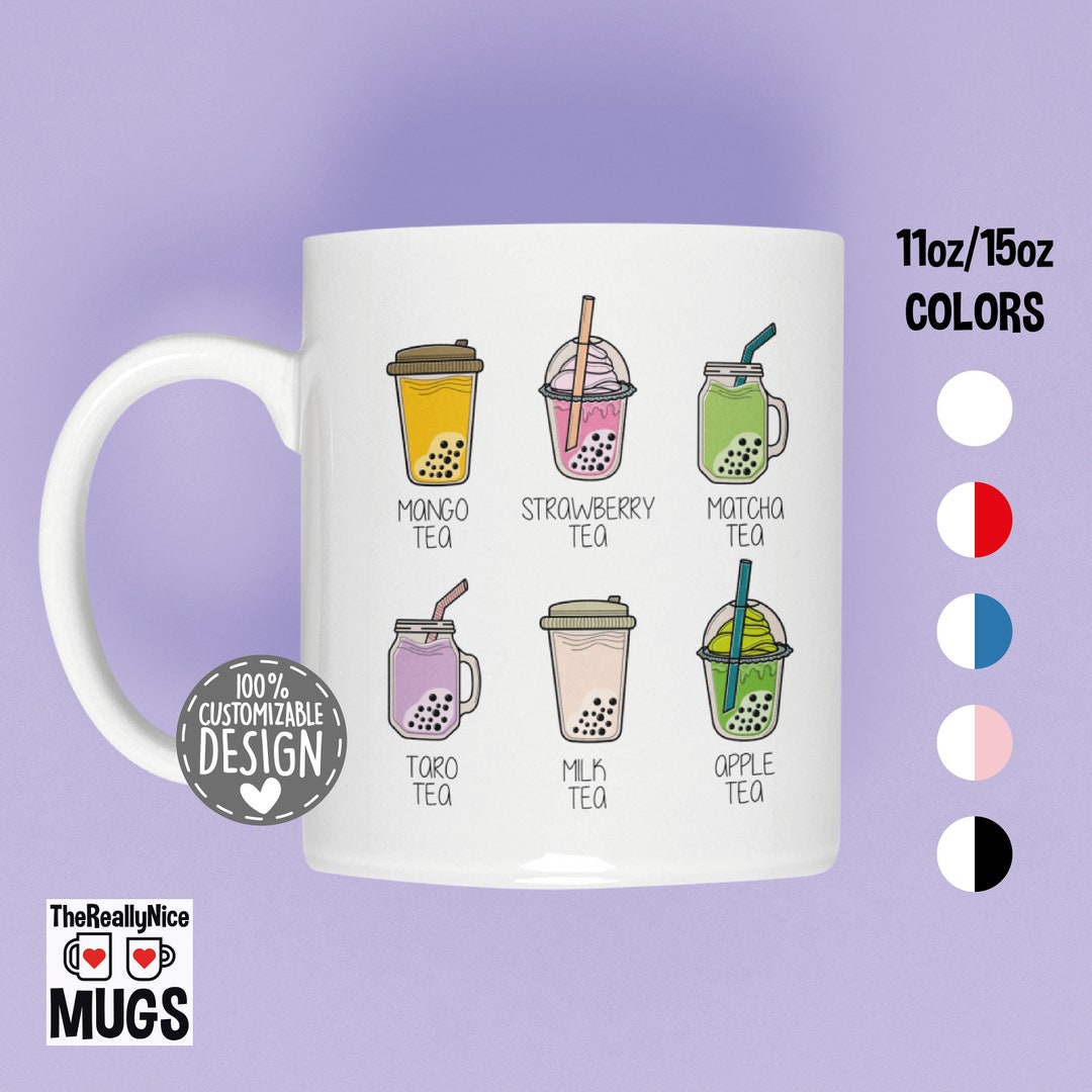 Bubble Tea Types Mug Boba Tea Gift, Bubble Tea Mug, Boba Milk Gift