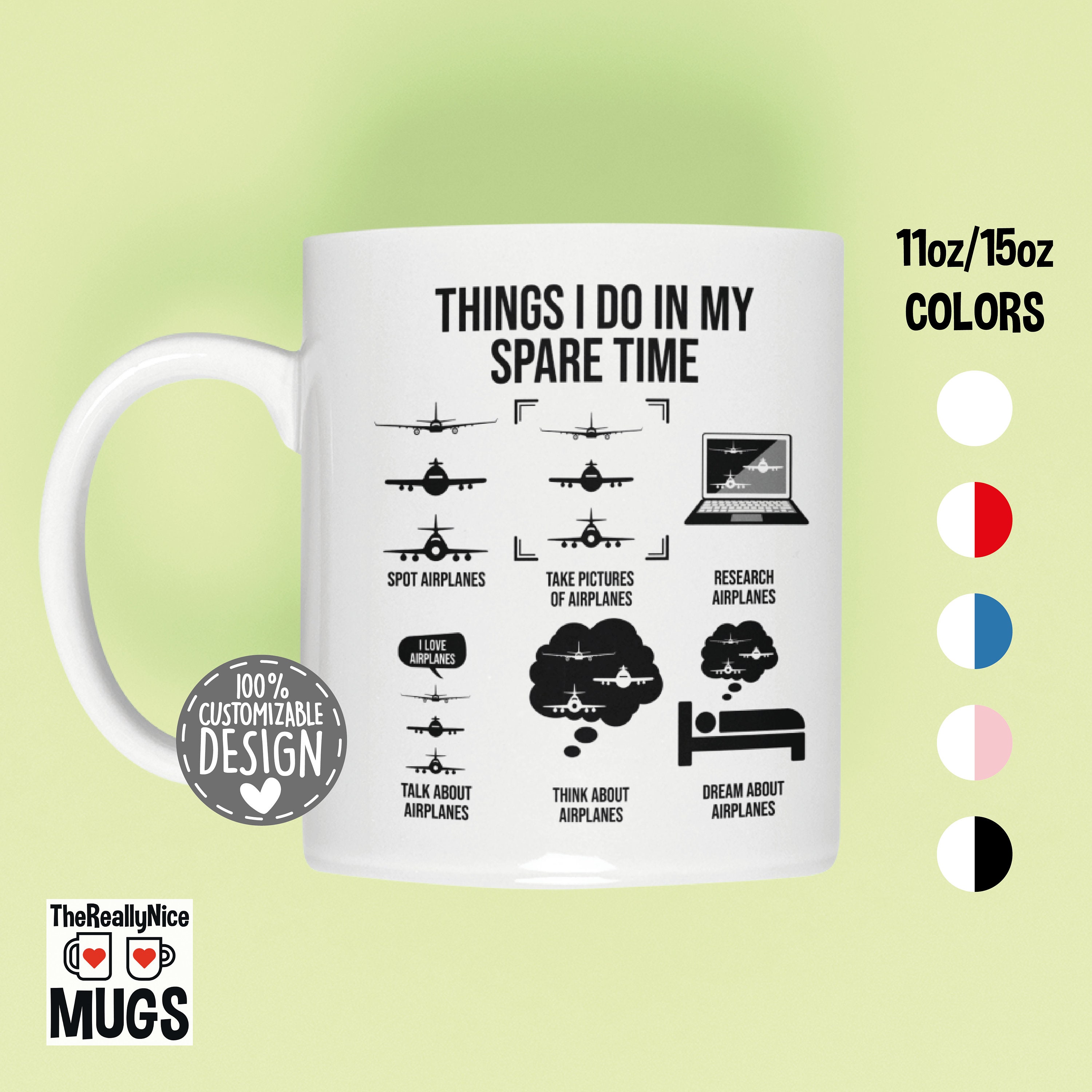 Plane Spotter Mug | Things I Do, Airplane Lover Gift, Aviation Enthusiast Tea Cup, Aerophile Coffee Mug