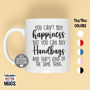 Taza amante del bolso / Regalo adicto al bolso, Taza de té coleccionista de bolsos, Taza de café influencer de moda