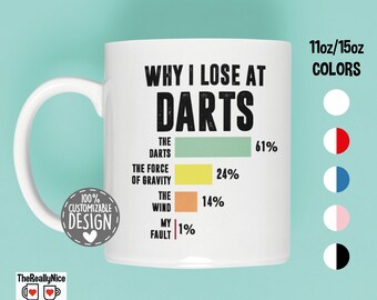 Funny Darts Player Mug | Why I Lose, Dart Lover Gift, Dart Master Tea Cup, Pub Darts Playing Coffee Mug