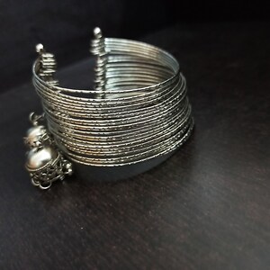 Handmade Sterling Silver Plated Bangle: Adjustable Cuff Bracelet