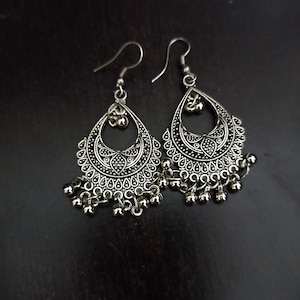 Handmade Bohmian Handmade Gemstone Ethnic Teardrop Droplet Earring Ethnic Jewelry Vintage Jewelry Oxidized Earrings Silver Plated Earring