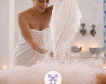 Bolsa de espuma para hammam turco: bolsa de burbujas para spa, limpieza corporal y cuidado personal.