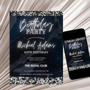 Digital 40th Birthday Invitation, 40 Invite Ecard, Forty Party Invite, Printable Birthday Invitation, BBQ 40th Party, Editable text