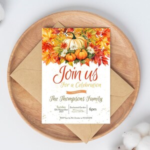 Join Us Autumn Fall Theme Invitation Template Appreciation Invitation Teacher Staff Invitation Pumpkin  Boss Client Thank You Give Thanks