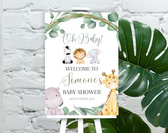 Safari Baby Shower Welcome Sign: Jungle Animals Poster (Digital Download)