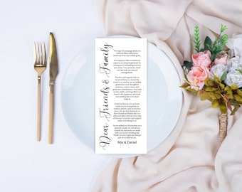 Minimalist Wedding Thank You Place Card Template (Digital Download)