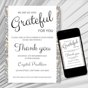 Modern Client Appreciation Invitation, Grateful for you invitation, Staff Work Party, Employee Appreciation Dinner, business event invite