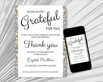 Modern Client Appreciation Invitation, Grateful for you invitation, Staff Work Party, Employee Appreciation Dinner, business event invite