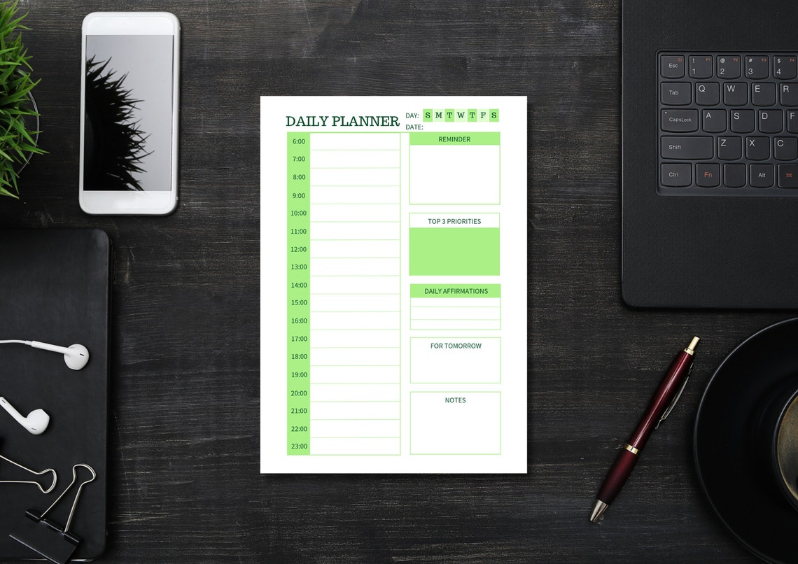 Daily Planner Printable Daily Organizer Day Planner - Etsy