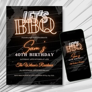 40th Birthday Invitation, 40 Invite Ecard, Forty Party Invite, Printable Birthday Invitation, BBQ 40th Party, Editable text