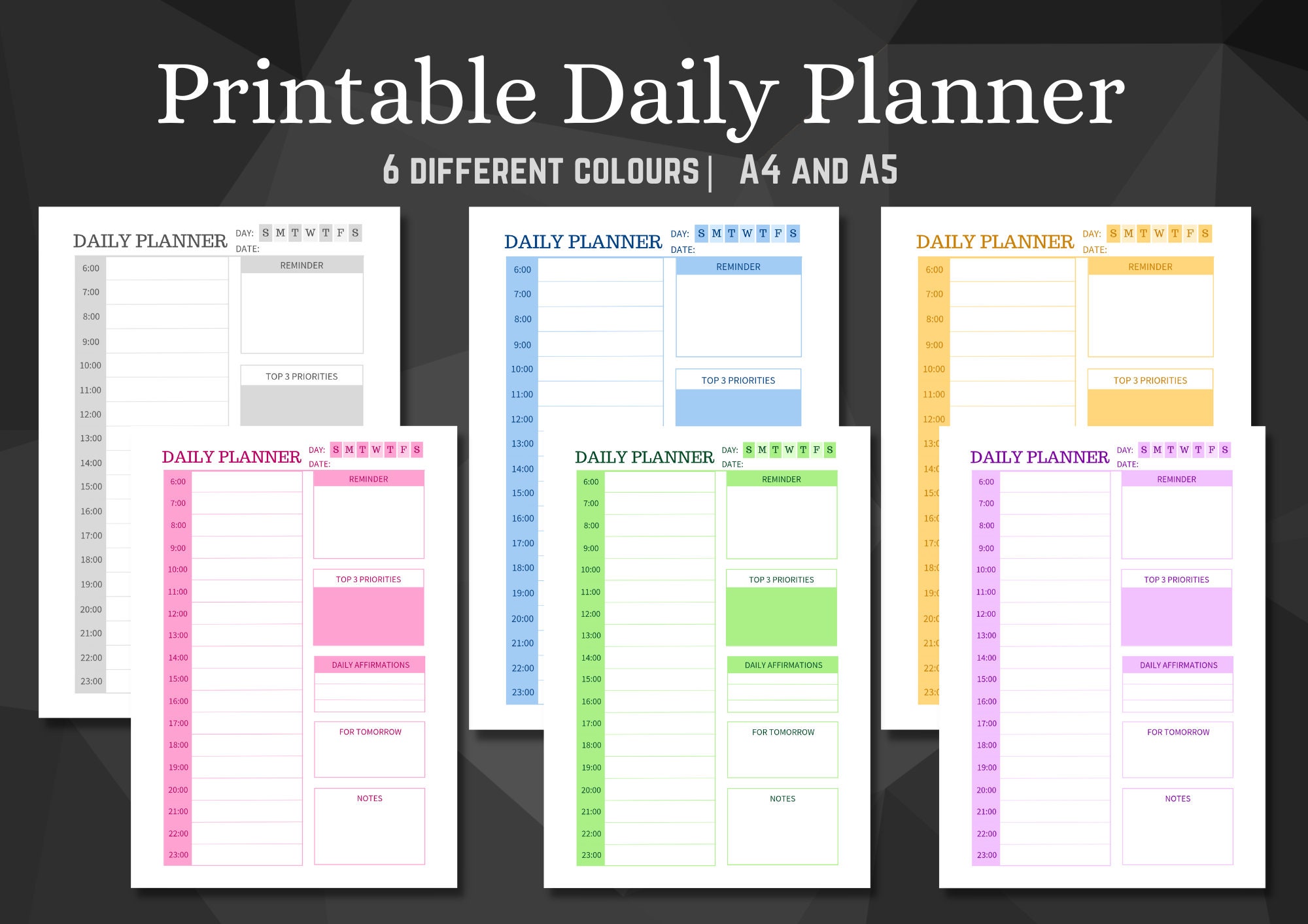 Daily Planner Printable Daily Organizer Day Planner - Etsy
