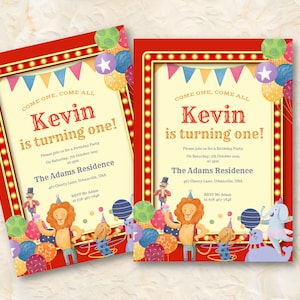 Carnival Birthday Invitation, Circus Birthday Invitation, Carnival Invitation, Carnival circus Editable Template, Digital invitation