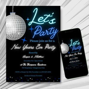 New Year&#39;s Eve Party Invitation: Disco Ball Evite (Digital Invite)