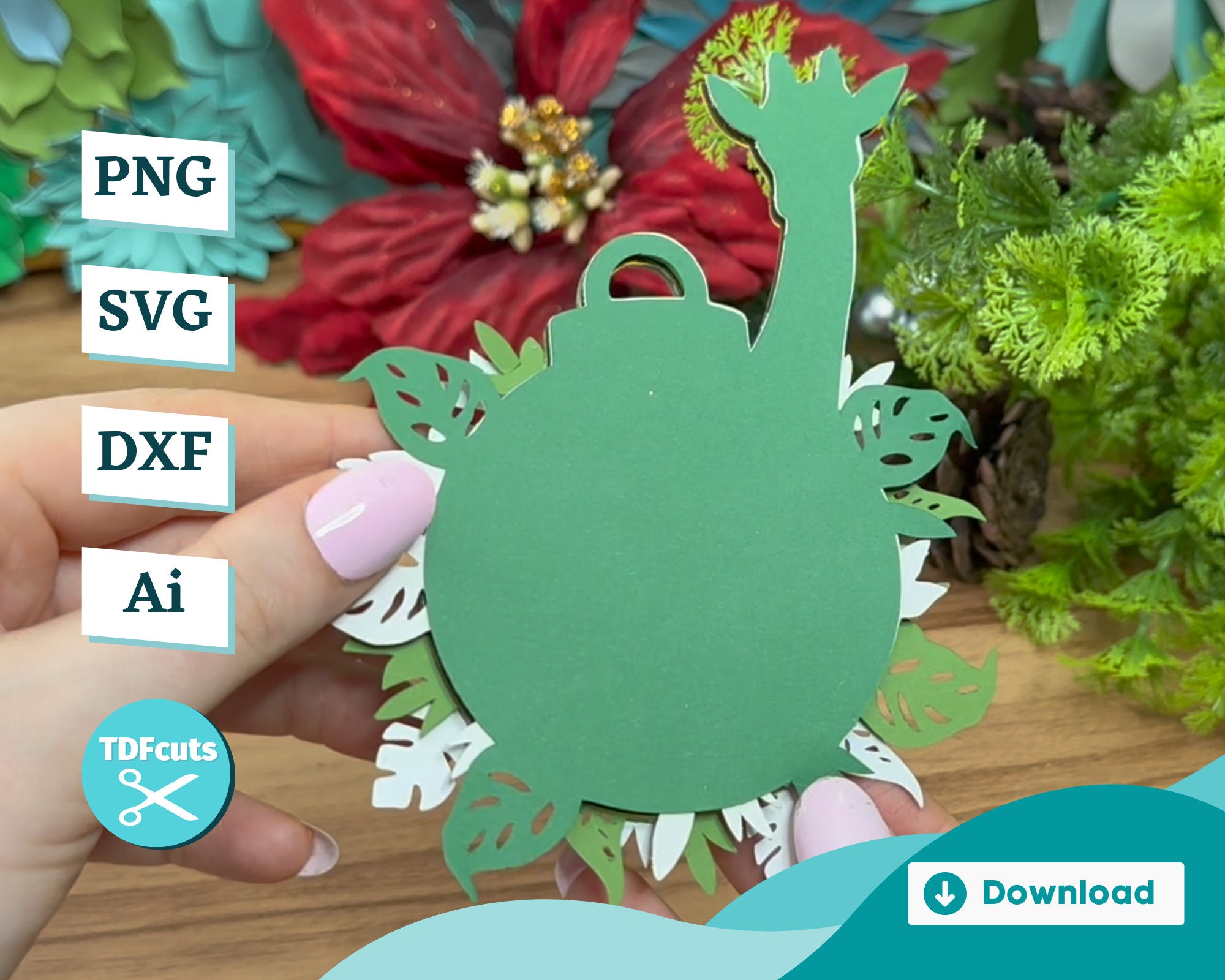 Giraffe Ornament Cut File in PNG SVG DXF Ai Layered Paper - Etsy