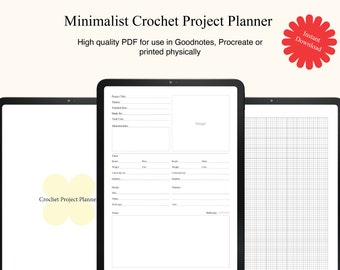 Minimalist Crochet Project Planner, Crochet Companion, Simple Crochet Printable, Clean Crochet Journal, Crochet PDF Goodnotes