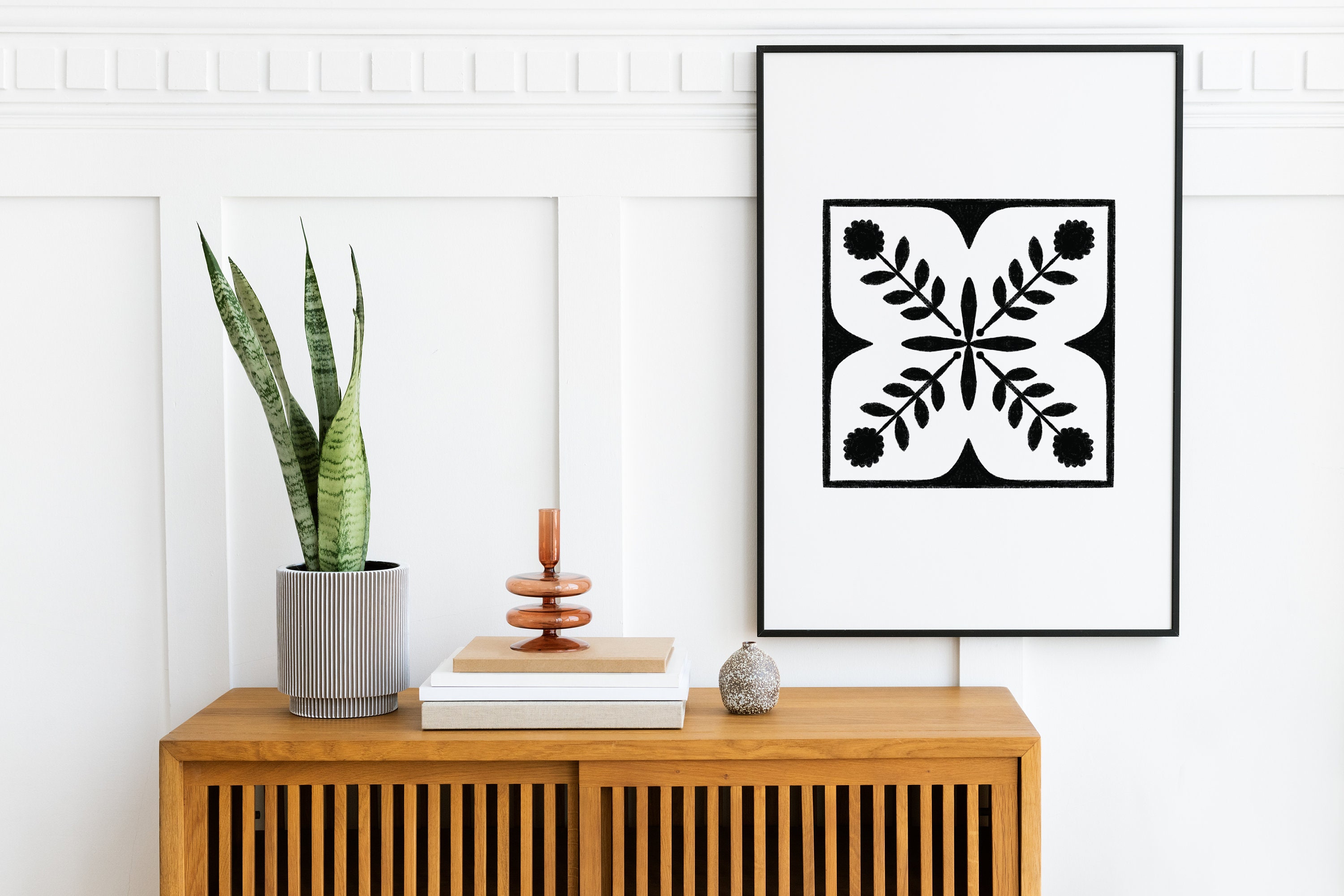 Moroccan Tile Printable Wall Art, Digital Download PNG Folk Art Tile Poster, Turkish Tile Digital Download, Abstract Bohemian Ceramic Style