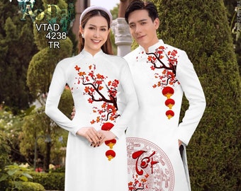 Pre-made Vietnamese Traditional Ao Dai | Couple Ao Dai Women Men | Ao Dai For Tet | Vietnamese Dress | Ao Dai For Women | Ao Dai Tet