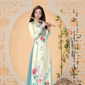 Printed Ao Dai Silk | Pre-made Vietnamese Traditional Ao Dai| Ao Dai For Women | Ao Dai For Girls | Vietnamese Dress | Matching Pants