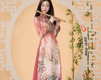 Brocade Pattern Ao Dai | Pre-made Vietnamese Traditional Ao Dai |Ao Dai For Tet| Vietnamese Dress| Ao Dai For Women| Ao Dai Tet