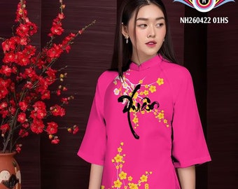 Ao Dai Tet Viet | Vietnamese Modernized Ao Dai |Ao Dai For Women | Ao Dai For Girls| Ao Dai Hoa Dao-Hoa Mai | No Pants| Lunar New Year