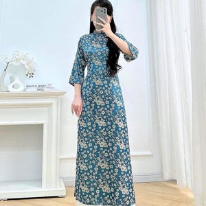 Áo Dài Lụa Gấm Thanh Đào - Traditional Vietnamese Dress - Ao Dai Vietnam