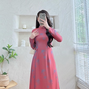 Silk Ao Dai Dress: Vietnamese Traditional Long Dress (No Pants
