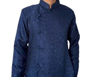 Navy Blue Groom Ao Dai Vietnam | Traditional Vietnamese Long Dress For Men | Wedding Ao Dai Men | Vietnamese Men's Ao Dai | Groomsmen Ao Dai