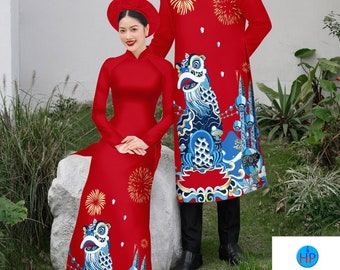 Couple Ao Dai For Women Men| Pre-make Vietnamese Traditional Ao Dai | Vietnamese Ao Dai for Women| Ao Dai for Girls| Ao Dai Viet Nam