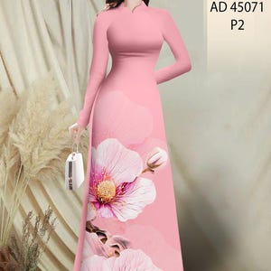 Vietnamese Ao Dai with 3D Floral Print | Traditional Ao Dai Dress | Ao Dai for Weddings and Events | Ao Dai Lụa Bảo Anh