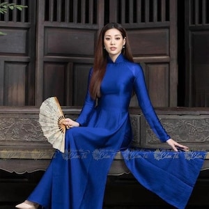 Ao Dai Hua Da Silk | 4 Colors Silk Ao Dai Vietnam| Vietnamese Traditional Ao Dai | Ao Dai For Women | Ao Dai Matching Pants | Ao Dai For Tet