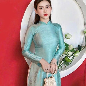 Áo Dài Lụa Vân Pháp | Vietnamese Traditional Ao Dai | Ao Dai For Women | Ao Dai Wedding | Ao Dai For Tet | Ao Dai Women