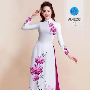 3D Printed Silk Ao Dai with Pants | Traditional Ao Dai For Women