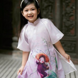 Girls&#39; Light Purple Ao Dai Dress: Vietnamese Lunar New Year Outfit