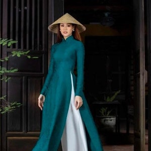 Green Ao Dai Vietnamese Gam Long Dress With Pants G69 - Etsy Green Ao Dai Vietnamese Gam Long Dress With Pants G69 - Etsy