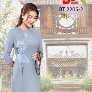 Lotus Printed Traditional Ao Dai Set | Pre-made Modern Ao Dai | Ao Dai For Women | Ao Dai For Girls | Vietnamese Dress | Phật Tử | Pháp Phục