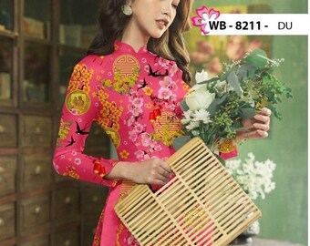 Pink Ao Dai Tet Viet | Pre-made Vietnamese Traditional Ao Dai For Tet | Ao Dai For Women | Ao Dai For Girls| Ao Dai Hoa Dao | No Pants