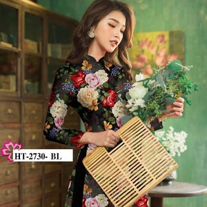 Printed Vietnamese Traditional Ao Dai | Long Dress Ao Dai | Ao Dai For Women | Uniform Ao Dai | Ao Dai For Wedding | Lunar New Year