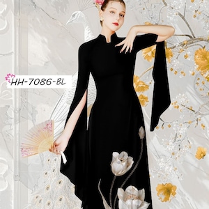 Áo Dài Diễm Hương| Pre-made Vietnamese Traditional Ao Dai For Women- High Collar| Ao Dai For Women | Ao Dai Dress | Vietnamese Ao Dai