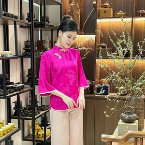 Pháp Phục Áo bà ba Vietnamese ao ba ba Buddhist Clothing Set Vietnamese ao dai dress Buddhist Ao Dai Short Ao Dai Women image 2