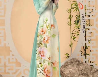 3D Floral Printed Ao Dai: Vietnamese Traditional Dress - Ao Dai For Women - Uniform Ao Dai Dress