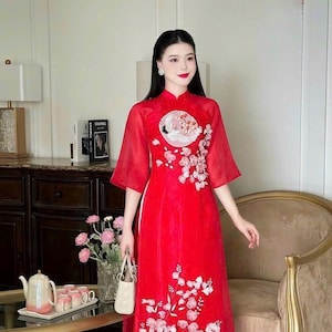 Red Silk Ao Dai: Modern Vietnamese Dress - Lunar New Year