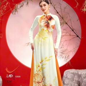 Pre-made Vietnamese Traditional Ao Dai | Ao Dai For Women | Ao Dai For Girls | Art Printed Ao Dai | Ao Dai Nguyen Bo | Ao Dai Viet Nam