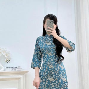 Áo Dài Lụa Gấm Thanh Đào - Traditional Vietnamese Dress - Ao Dai Vietnam