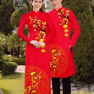 Vietnamese Traditional Ao Dai Women Men | Couple Ao Dai Women Men | Ao Dai For Tea Ceremony | Couple Ao Dai For Tet | Ao Dai Vietnam