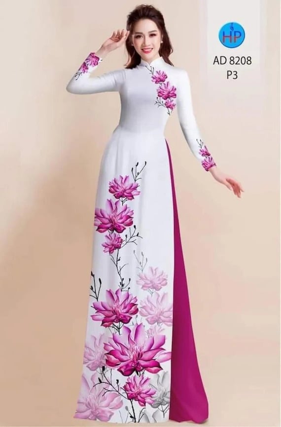 Traditional Silk Ao Dai: Vietnamese Dress With Floral Detail