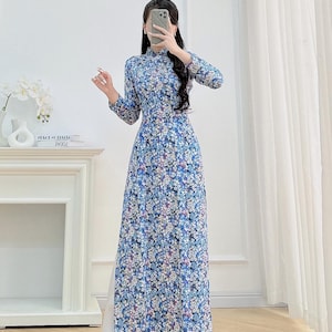 Blue or Pink Ngoc Nhung Silk Vietnamese Traditional Ao Dai  | Pre-made Ao Dai Dress | Uniform Ao Dai | Vietnamese Long Dress | No Pants