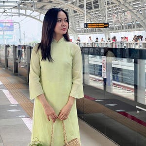 Sage Green Vietnamese Ao Dai - No Pants | Pre-made Vietnamese Ao Dai | Ao Dai For Girls | Ao Dai Women | Bridesmaid ao dai | Áo Dài 4 tà
